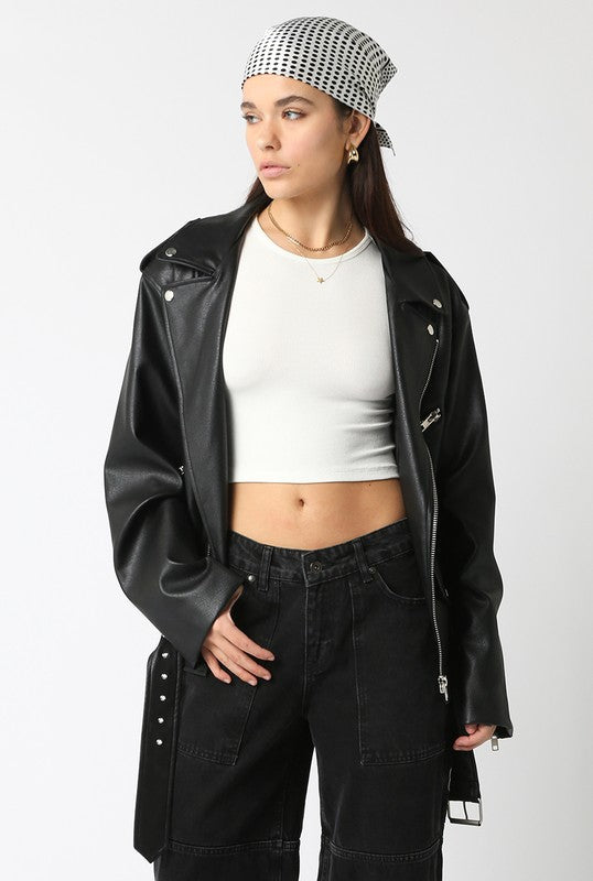 Not Your Boyfriend's Oversized Faux Leather Moto Jacket