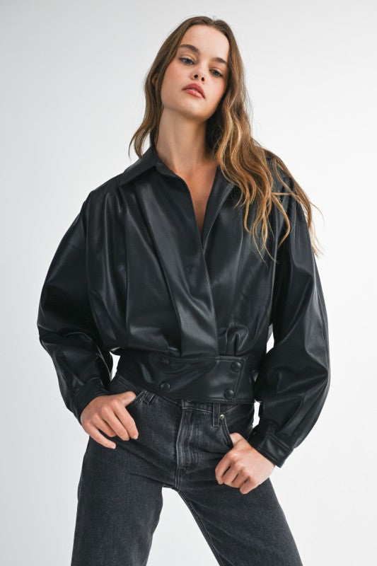 Smooth Criminal Pleated Faux Leather Moto Jacket