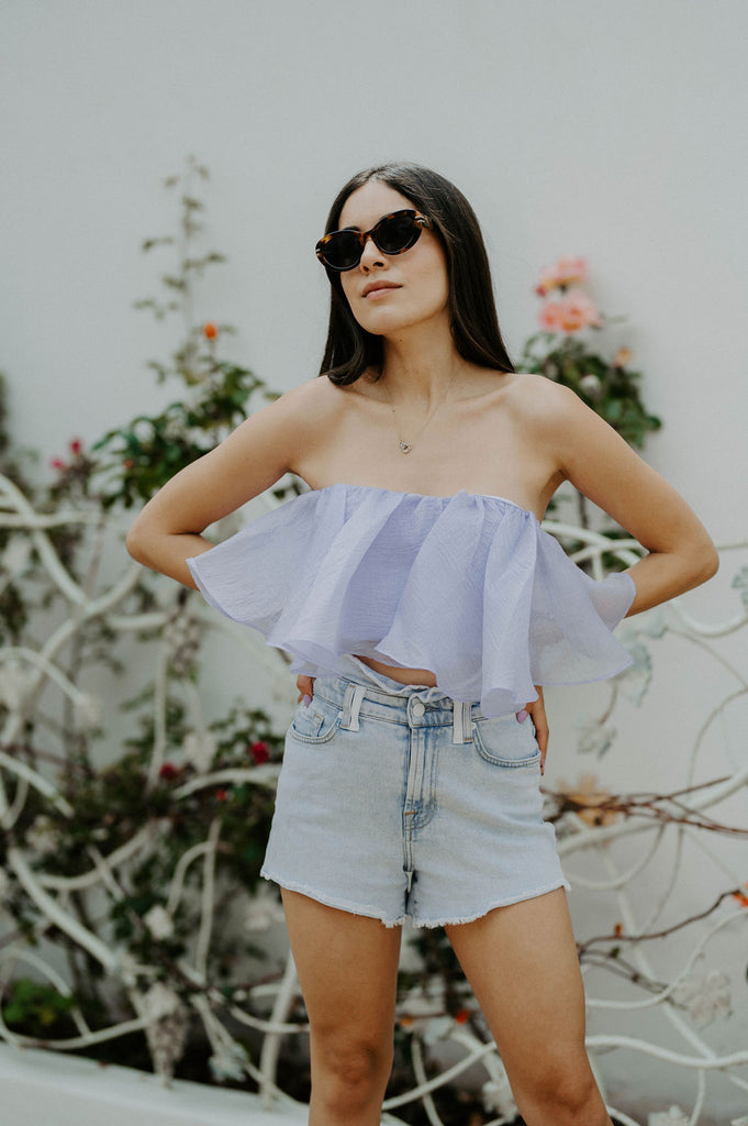 Sweet Dreams Lilac Tulle Bandeau Crop Top