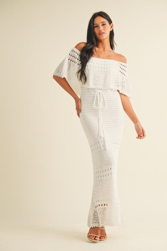 Weekends In The Hamptons White Crochet Maxi Dress