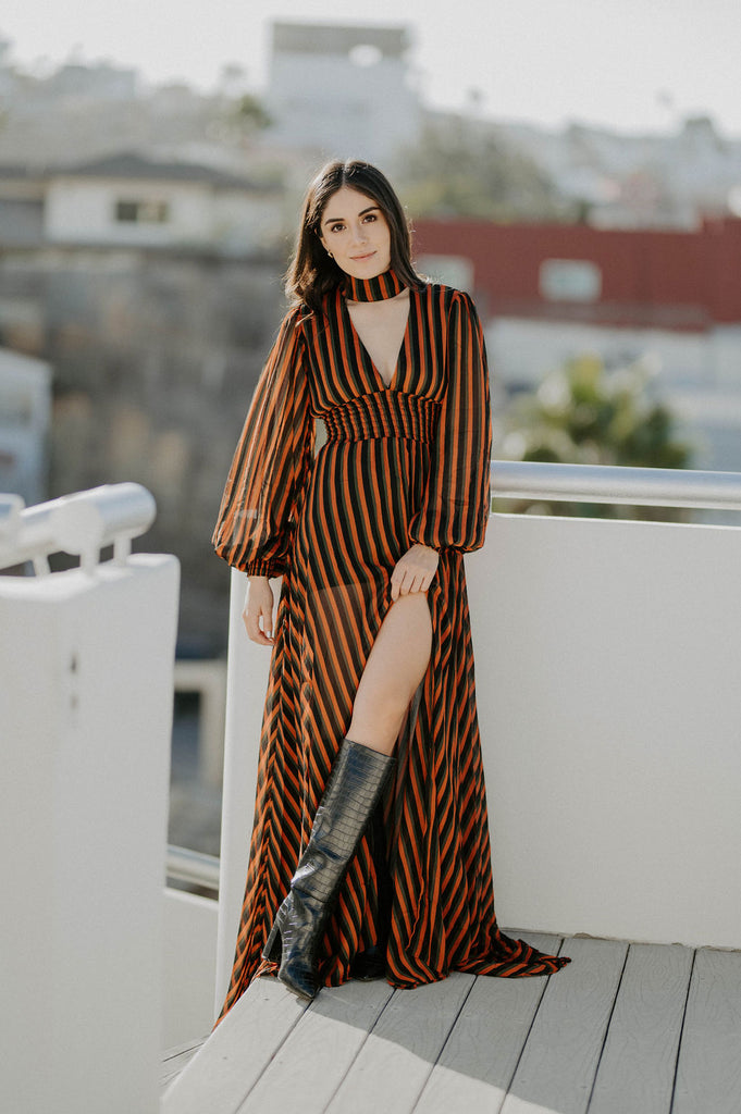 Way Out Of Line Striped Choker Maxi Dress