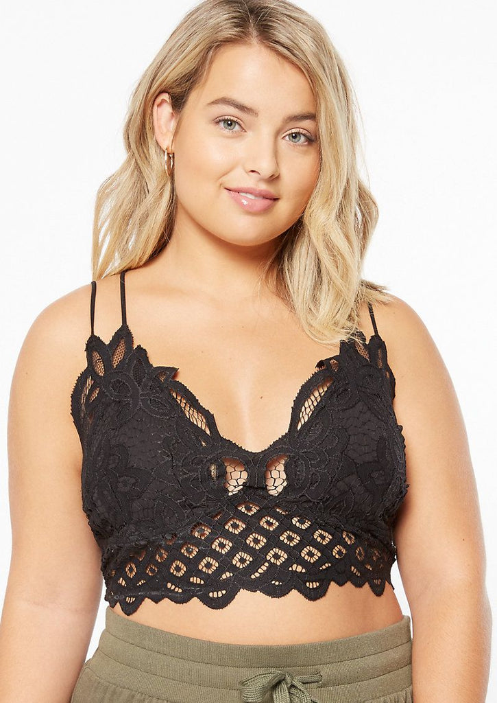 Sweet Nothings Plus Size Black Lace Bralette