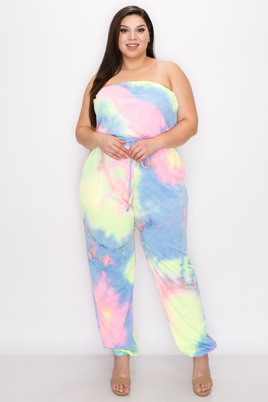 Total Babe Tie Dye Plus Size Jumpsuit